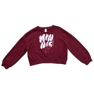 Girls Minnie Disney Graphic Crew Neck Sweatshirt Size M 8 Burgundy Old Navy
